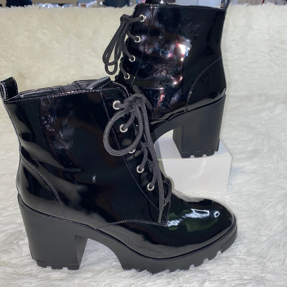 Bp. Nordstrom Patent Combat Boots 4" Heel never worn condition